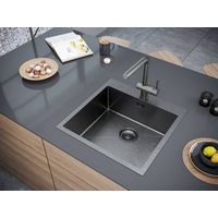 Кухонная мойка из нержавеющей стали Paulmark Kroner 51 PM215151-GM вороненая сталь 510х510 мм — 3