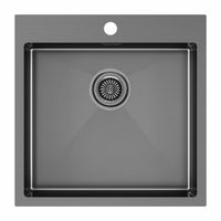 Кухонная мойка из нержавеющей стали Paulmark Kroner 51 PM215151-GM вороненая сталь 510х510 мм — 1