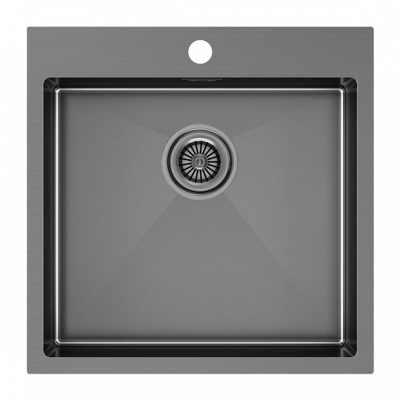 Кухонная мойка из нержавеющей стали Paulmark Kroner 51 PM215151-GM вороненая сталь 510х510 мм
