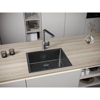 Кухонная мойка из нержавеющей стали Paulmark Next 58 Uni PM215844-GM вороненая сталь 580х440 мм — 5