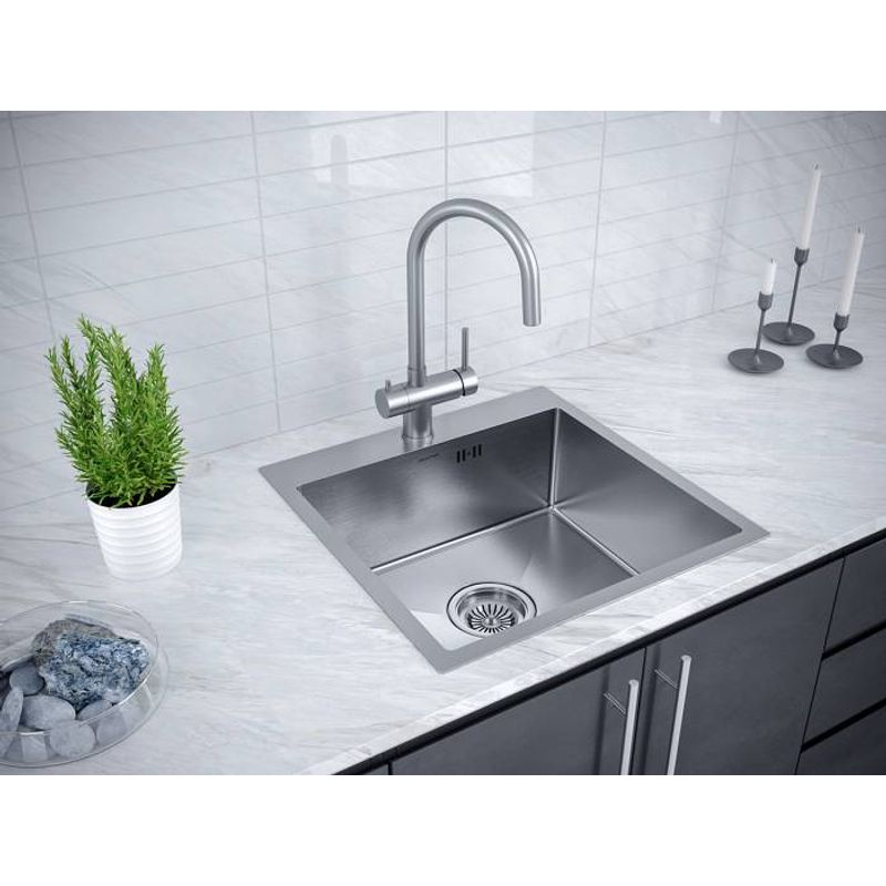 Кухонная мойка из нержавеющей стали Paulmark Kroner 59 PM215951-BS нержавеющая сталь 590х510 мм