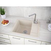 Кухонная мойка из искусственного камня Paulmark Flugen 50-600 из искусственного гранита PM216050-BE бежевый 600х500 мм — 3