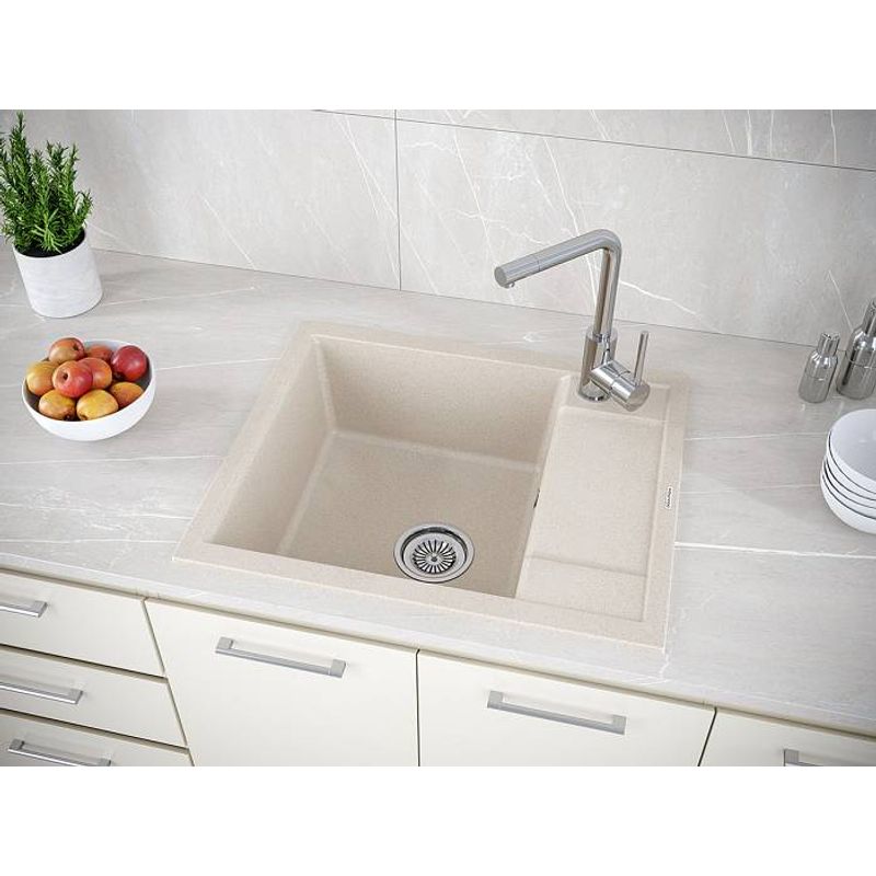 Кухонная мойка из искусственного камня Paulmark Flugen 50-600 из искусственного гранита PM216050-BE бежевый 600х500 мм