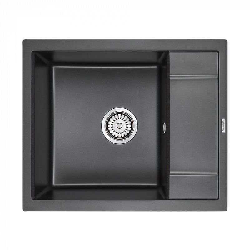 Кухонная мойка из искусственного камня Paulmark Flugen 50-600 из искусственного гранита PM216050-BL черный 600х500 мм