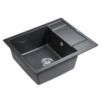 Кухонная мойка из искусственного камня Paulmark Flugen 50-600 из искусственного гранита PM216050-BLM черный металлик 600х500 мм — 2