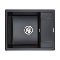 Кухонная мойка из искусственного камня Paulmark Flugen 50-600 из искусственного гранита PM216050-BLM черный металлик 600х500 мм — 1