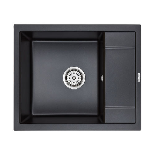 Кухонная мойка из искусственного камня Paulmark Flugen 50-600 из искусственного гранита PM216050-BLM черный металлик 600х500 мм