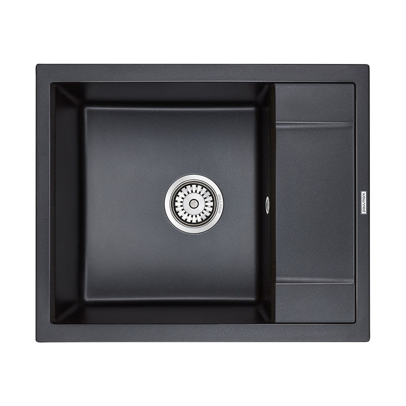 Кухонная мойка из искусственного камня Paulmark Flugen 50-600 из искусственного гранита PM216050-BLM черный металлик 600х500 мм