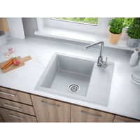 Кухонная мойка из искусственного камня Paulmark Flugen 50-600 из искусственного гранита PM216050-GR серый 600х500 мм — 3