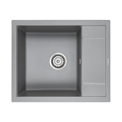 Кухонная мойка из искусственного камня Paulmark Flugen 50-600 из искусственного гранита PM216050-GRM серый металлик 600х500 мм