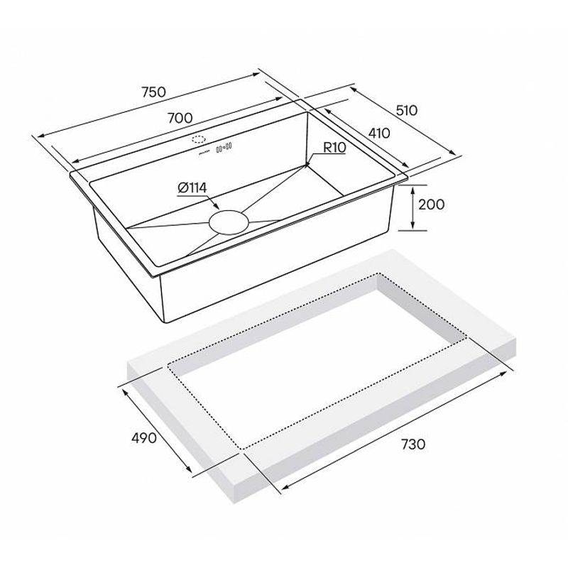 Кухонная мойка из нержавеющей стали Paulmark Kroner 75 PM217551-BG брашированное золото 750х510 мм