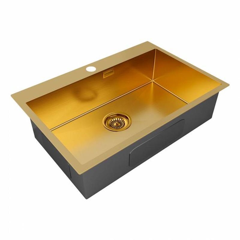 Кухонная мойка из нержавеющей стали Paulmark Kroner 75 PM217551-BG брашированное золото 750х510 мм