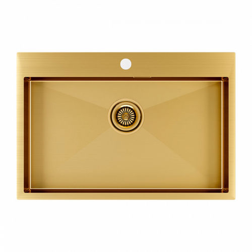 Кухонная мойка из нержавеющей стали Paulmark Kroner 75 PM217551-BG брашированное золото 750х510 мм