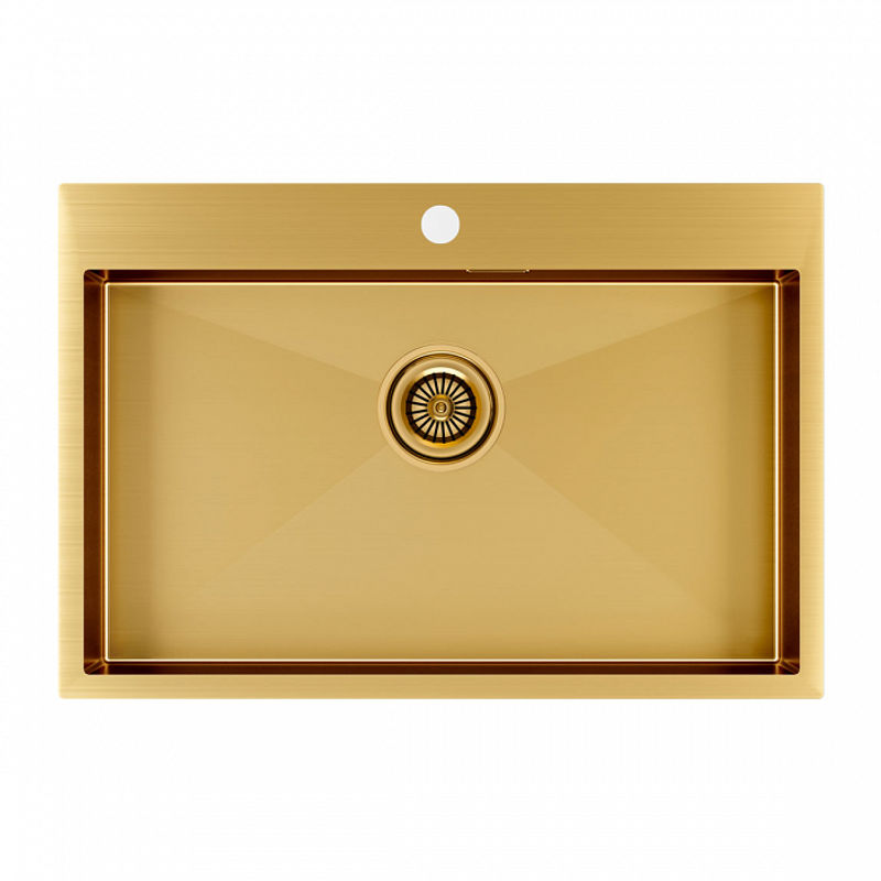 Кухонная мойка из нержавеющей стали Paulmark Kroner 75 PM217551-BG брашированное золото 750х510 мм