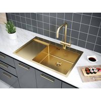 Кухонная мойка из нержавеющей стали Paulmark Kroner 78F PM217851-BGR брашированное золото правая 780х510 мм — 3