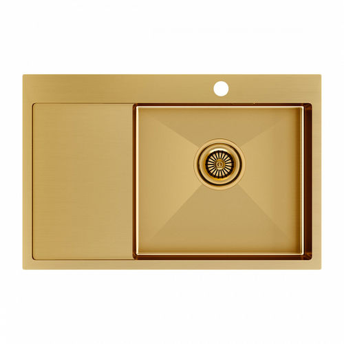 Кухонная мойка из нержавеющей стали Paulmark Kroner 78F PM217851-BGR брашированное золото правая 780х510 мм