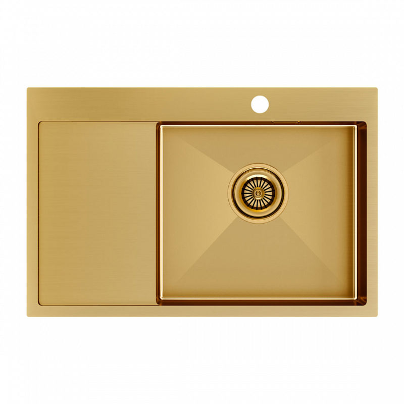 Кухонная мойка из нержавеющей стали Paulmark Kroner 78F PM217851-BGR брашированное золото правая 780х510 мм
