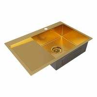 Кухонная мойка из нержавеющей стали Paulmark Kroner 78F PM217851-BGR брашированное золото правая 780х510 мм — 2