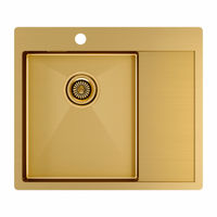 Кухонная мойка из нержавеющей стали Paulmark Kroner 59F PM225951-BGL брашированное золото левая 590х510 мм — 1