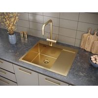 Кухонная мойка из нержавеющей стали Paulmark Kroner 59F PM225951-BGL брашированное золото левая 590х510 мм — 3