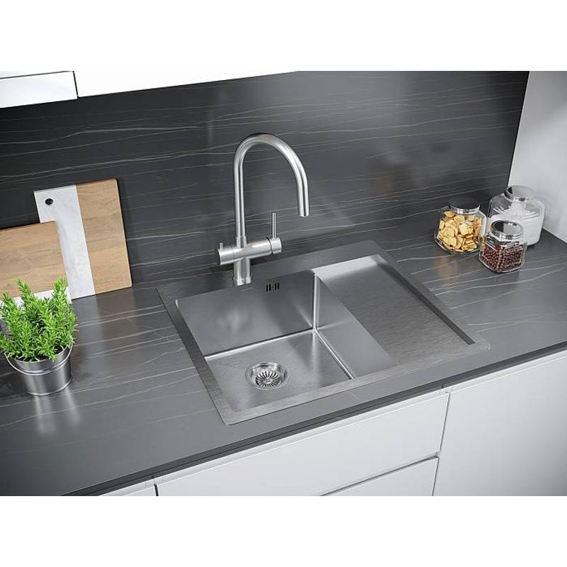 Кухонная мойка из нержавеющей стали Paulmark Kroner 59F PM225951-BSL нержавеющая сталь 590х510 мм