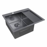 Кухонная мойка из нержавеющей стали Paulmark Kroner 59F PM225951-GML вороненая сталь 590х510 мм — 2