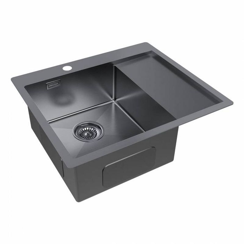 Кухонная мойка из нержавеющей стали Paulmark Kroner 59F PM225951-GML вороненая сталь 590х510 мм