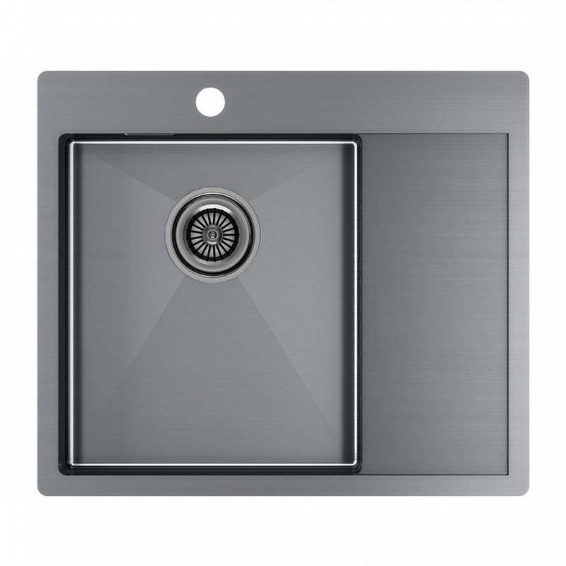 Кухонная мойка из нержавеющей стали Paulmark Kroner 59F PM225951-GML вороненая сталь 590х510 мм