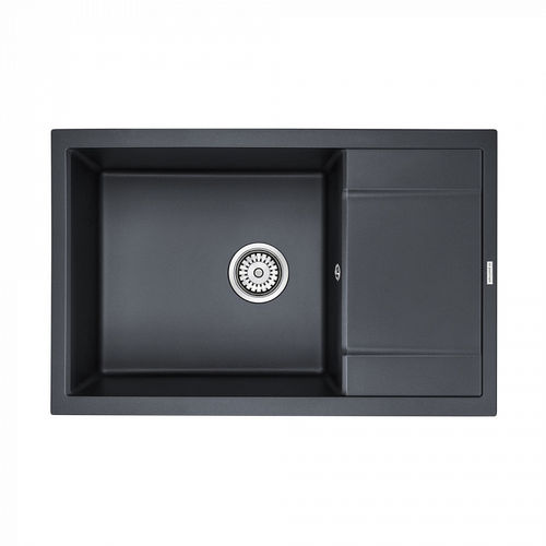 Кухонная мойка из искусственного камня Paulmark Flugen 60 из искусственного гранита PM317850-BLM черный металлик 780х500 мм