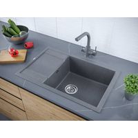 Кухонная мойка из искусственного камня Paulmark Flugen 60 из искусственного гранита PM317850-DG графит 780х500 мм — 3