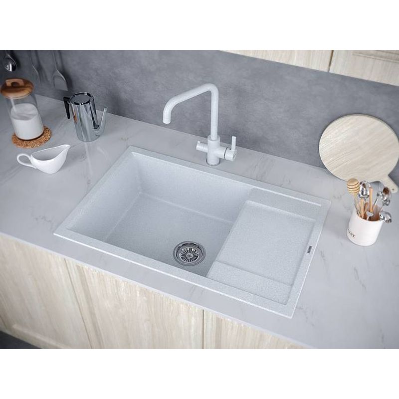 Кухонная мойка из искусственного камня Paulmark Flugen 60 из искусственного гранита PM317850-GR серый 780х500 мм