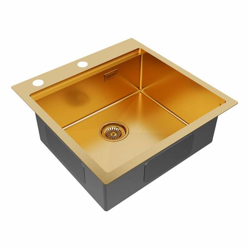 Кухонная мойка из нержавеющей стали Paulmark Kroner-Pro 51 PM705151-BG брашированное золото 510х510 мм