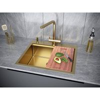Кухонная мойка из нержавеющей стали Paulmark Kroner-Pro 59 PM705951-BG брашированное золото 590х510 мм — 5