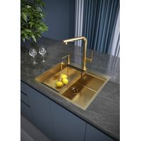 Кухонная мойка из нержавеющей стали Paulmark Kroner-Pro 59 PM705951-BG брашированное золото 590х510 мм — 6