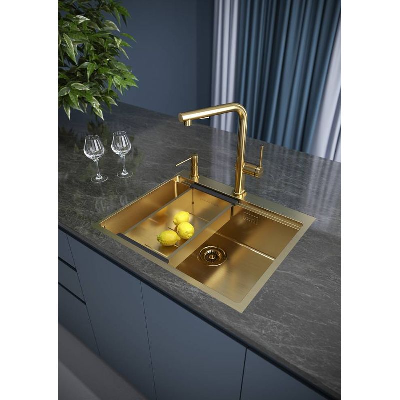 Кухонная мойка из нержавеющей стали Paulmark Kroner-Pro 59 PM705951-BG брашированное золото 590х510 мм