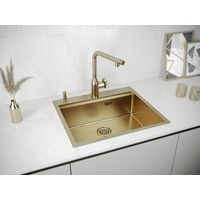 Кухонная мойка из нержавеющей стали Paulmark Kroner-Pro 59 PM705951-BG брашированное золото 590х510 мм — 3