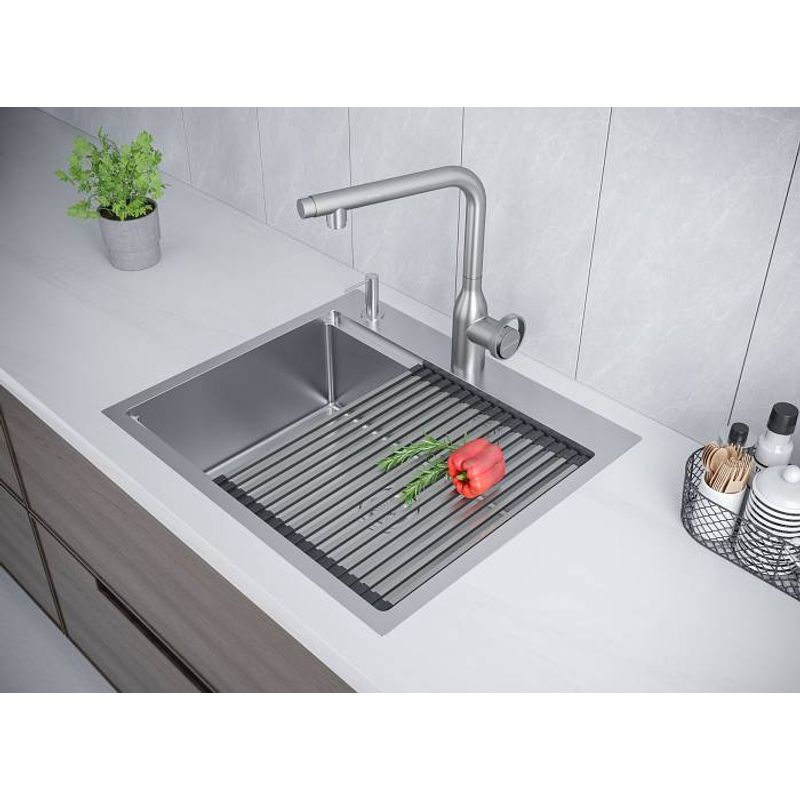 Кухонная мойка из нержавеющей стали Paulmark Kroner-Pro 59 PM705951-BS брашированная нержавеющая сталь 590х510 мм