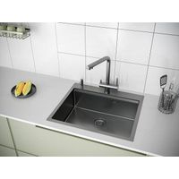 Кухонная мойка из нержавеющей стали Paulmark Kroner-Pro 59 PM705951-GM вороненая сталь 590х510 мм — 3