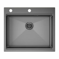 Кухонная мойка из нержавеющей стали Paulmark Kroner-Pro 59 PM705951-GM вороненая сталь 590х510 мм — 1