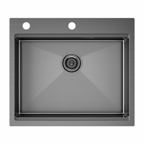 Кухонная мойка из нержавеющей стали Paulmark Kroner-Pro 59 PM705951-GM вороненая сталь 590х510 мм