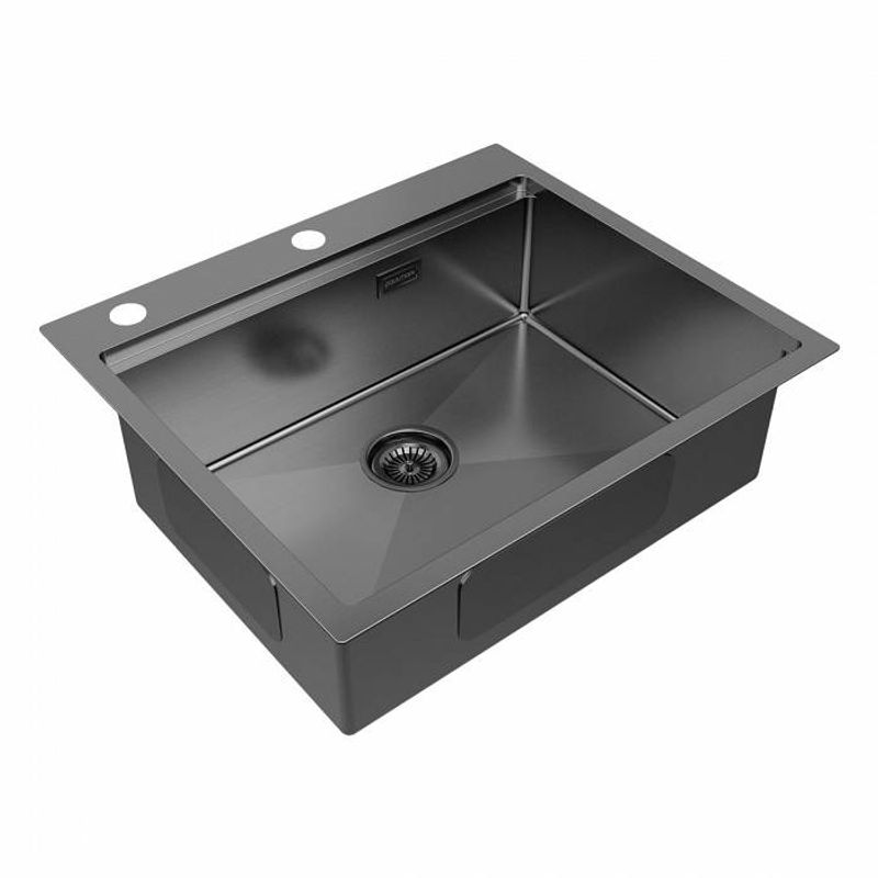 Кухонная мойка из нержавеющей стали Paulmark Kroner-Pro 59 PM705951-GM вороненая сталь 590х510 мм