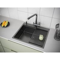 Кухонная мойка из нержавеющей стали Paulmark Kroner-Pro 59 PM705951-GM вороненая сталь 590х510 мм — 4