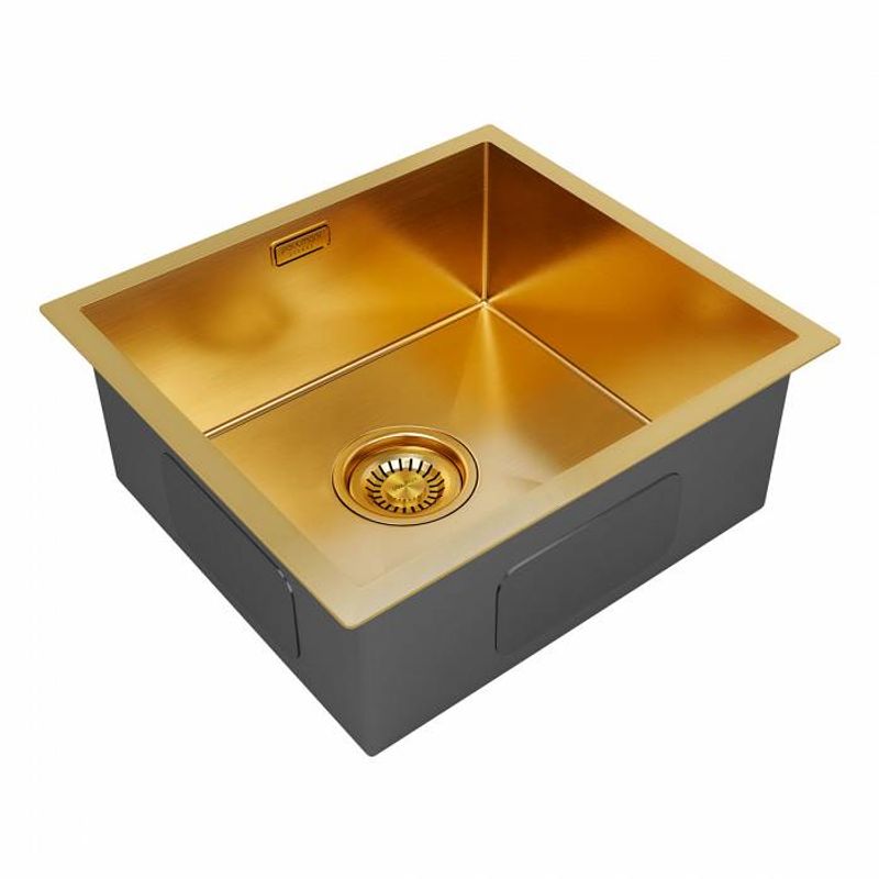 Кухонная мойка из нержавеющей стали Paulmark Aller 48 Uni PM804844-BG брашированное золото PVD 480х440 мм