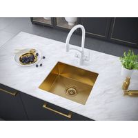 Кухонная мойка из нержавеющей стали Paulmark Aller 48 Uni PM804844-BG брашированное золото PVD 480х440 мм — 3