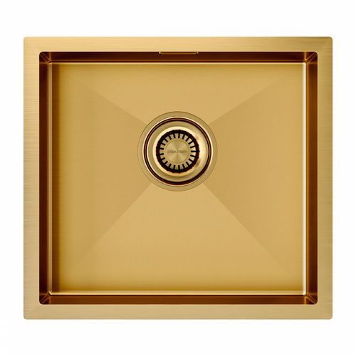 Кухонная мойка из нержавеющей стали Paulmark Aller 48 Uni PM804844-BG брашированное золото PVD 480х440 мм
