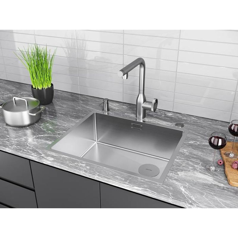 Кухонная мойка из нержавеющей стали Paulmark Next-Skew 54 Uni PM885444-BS брашированная нержавеющая сталь 540х440 мм