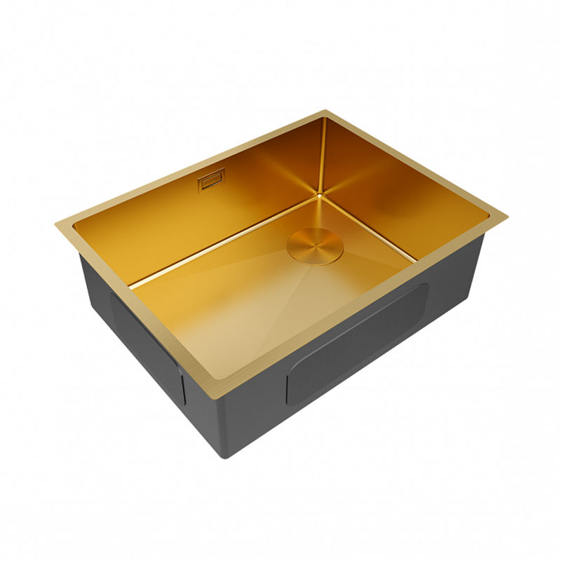 Кухонная мойка из нержавеющей стали Paulmark Next-Skew 58 Uni PM885844-BG брашированное золото 580х440 мм