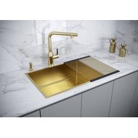 Кухонная мойка из нержавеющей стали Paulmark Next-Skew 58 Uni PM885844-BG брашированное золото 580х440 мм — 6