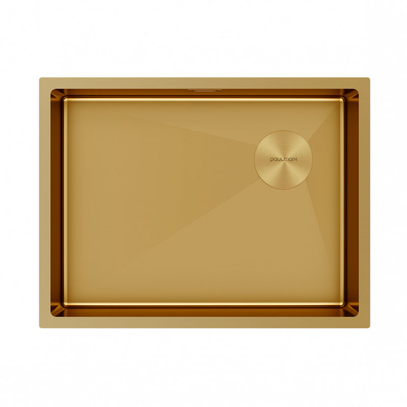 Кухонная мойка из нержавеющей стали Paulmark Next-Skew 58 Uni PM885844-BG брашированное золото 580х440 мм