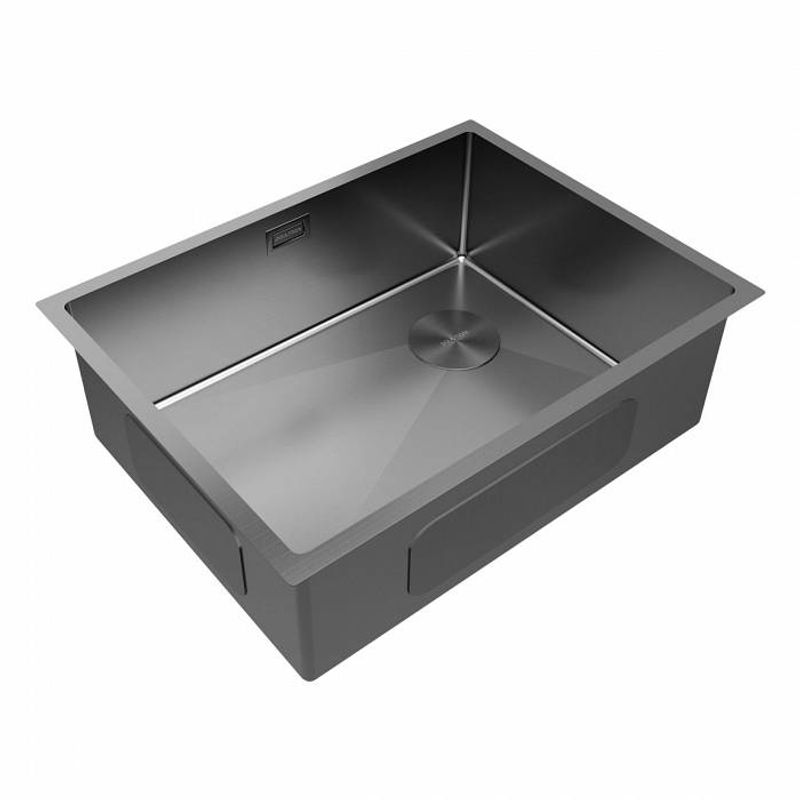 Кухонная мойка из нержавеющей стали Paulmark Next-Skew 58 Uni PM885844-GM вороненая сталь 580х440 мм